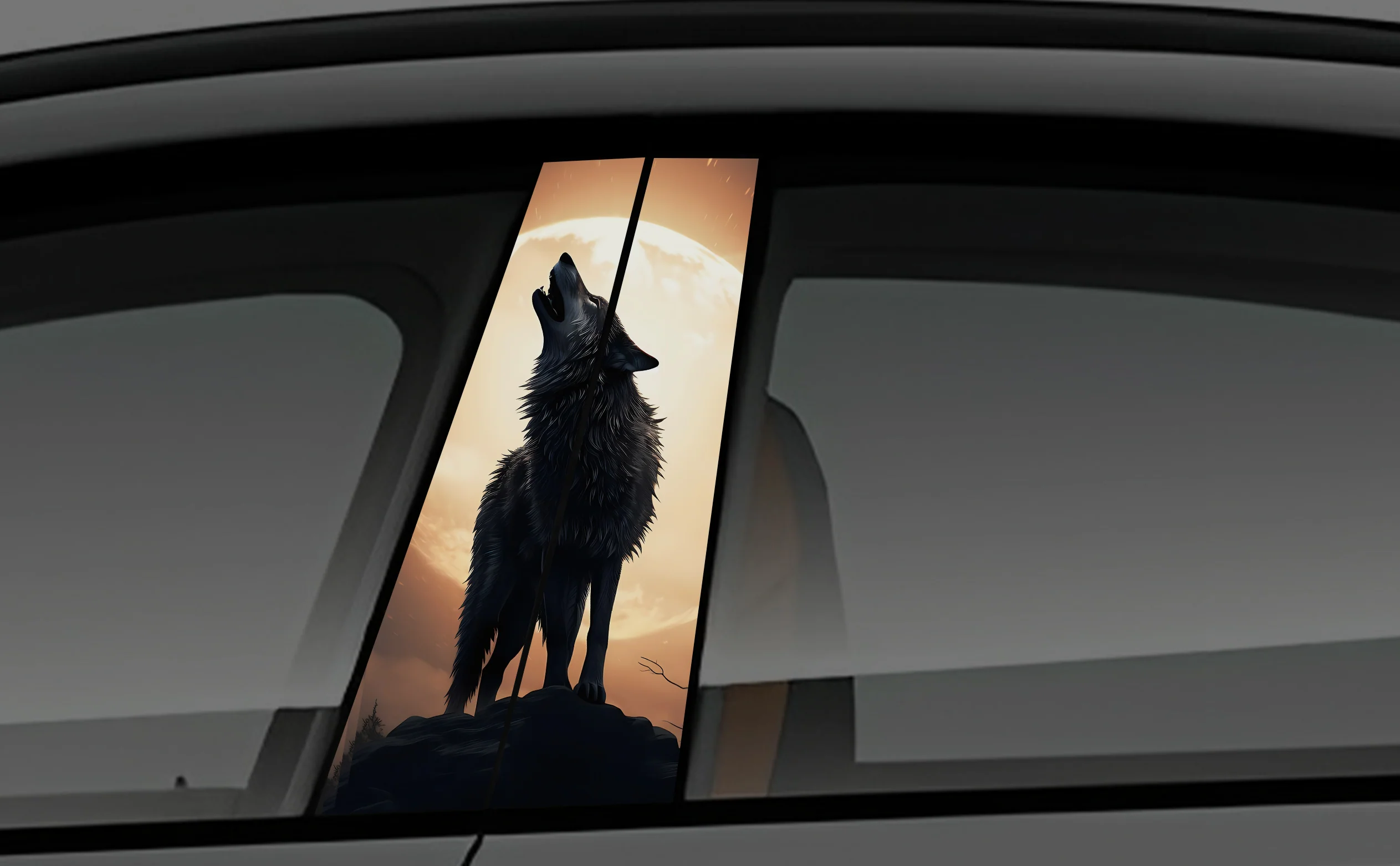 Old Moon Window Pillar Wrap for Cars